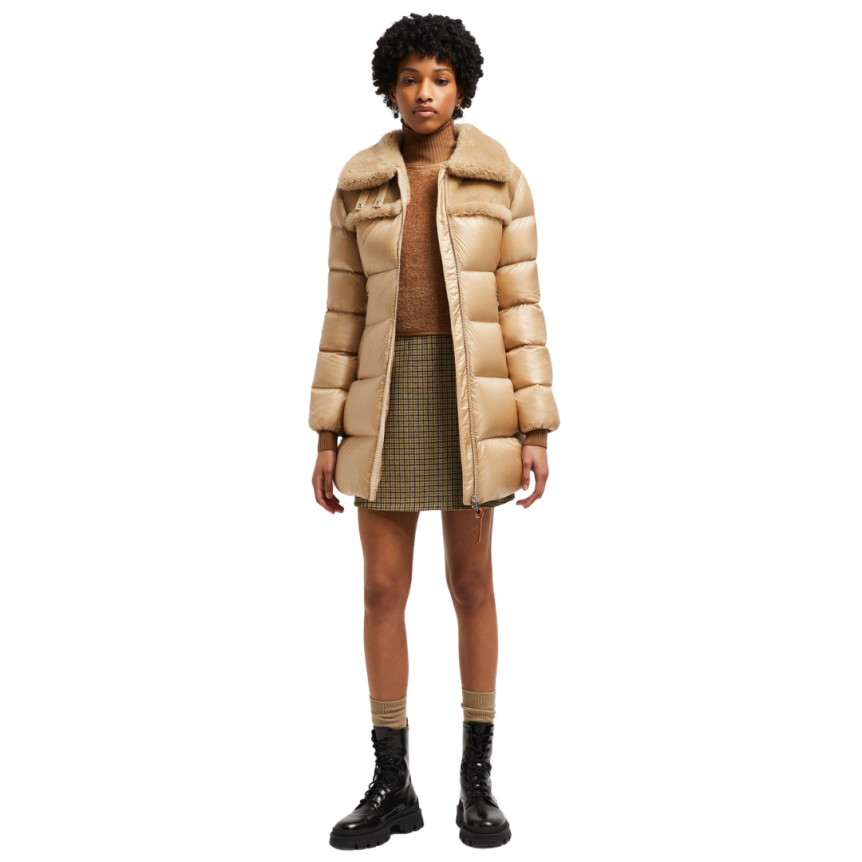 Mini jupe trapèze MONCLER laine carreaux beige noir