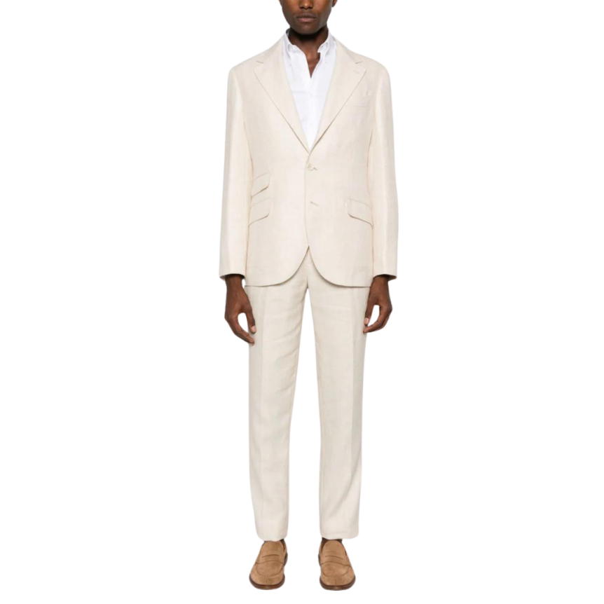 Costume BRUNELLO CUCINELLI à simple boutonnage lin beige clair