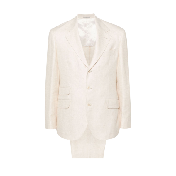 Costume BRUNELLO CUCINELLI à simple boutonnage lin beige clair