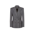 Veste Blazer croisé flanelle laine gris rayures