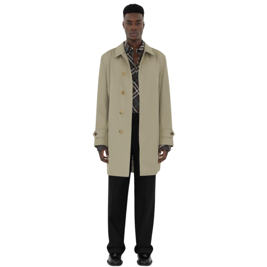 Trench imperméable BURBERRY gabardine coton beige check gris beige