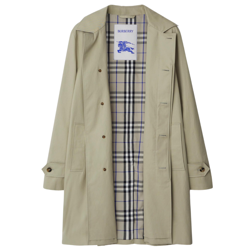 Trench imperméable BURBERRY gabardine coton beige check gris beige