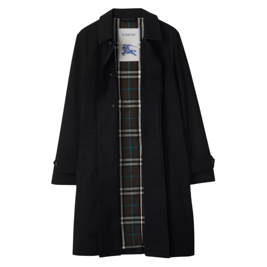 Trench imperméable BURBERRY gabardine coton noir check kaki