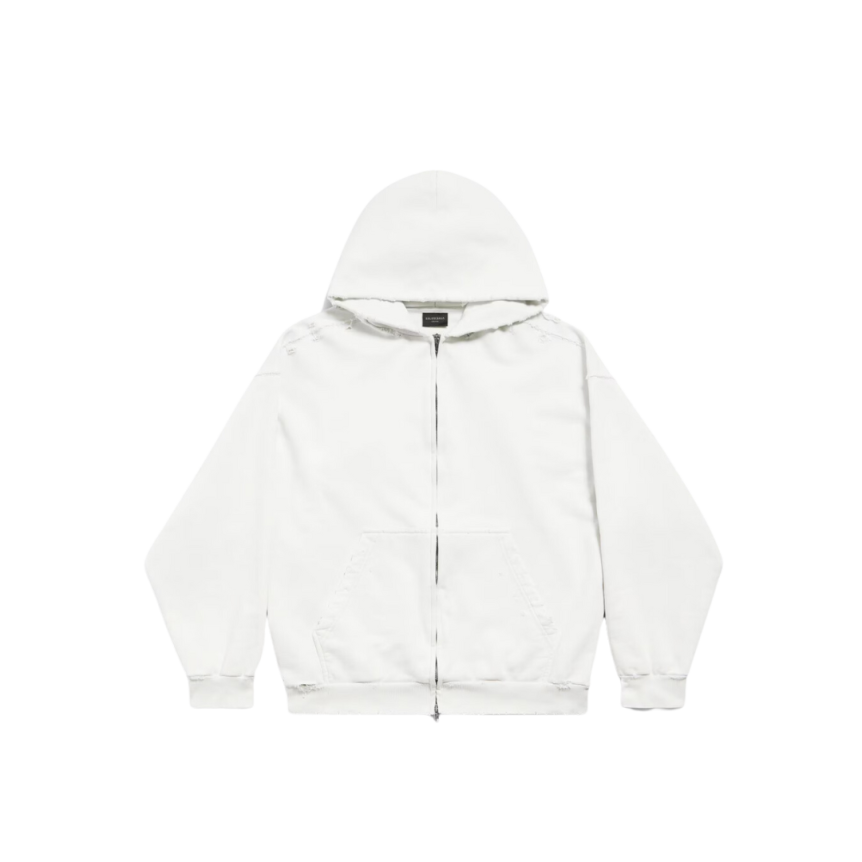 Hoodie Zippé BALENCIAGA molleton blanc cassé imprimé Not Been Done multicolore dos