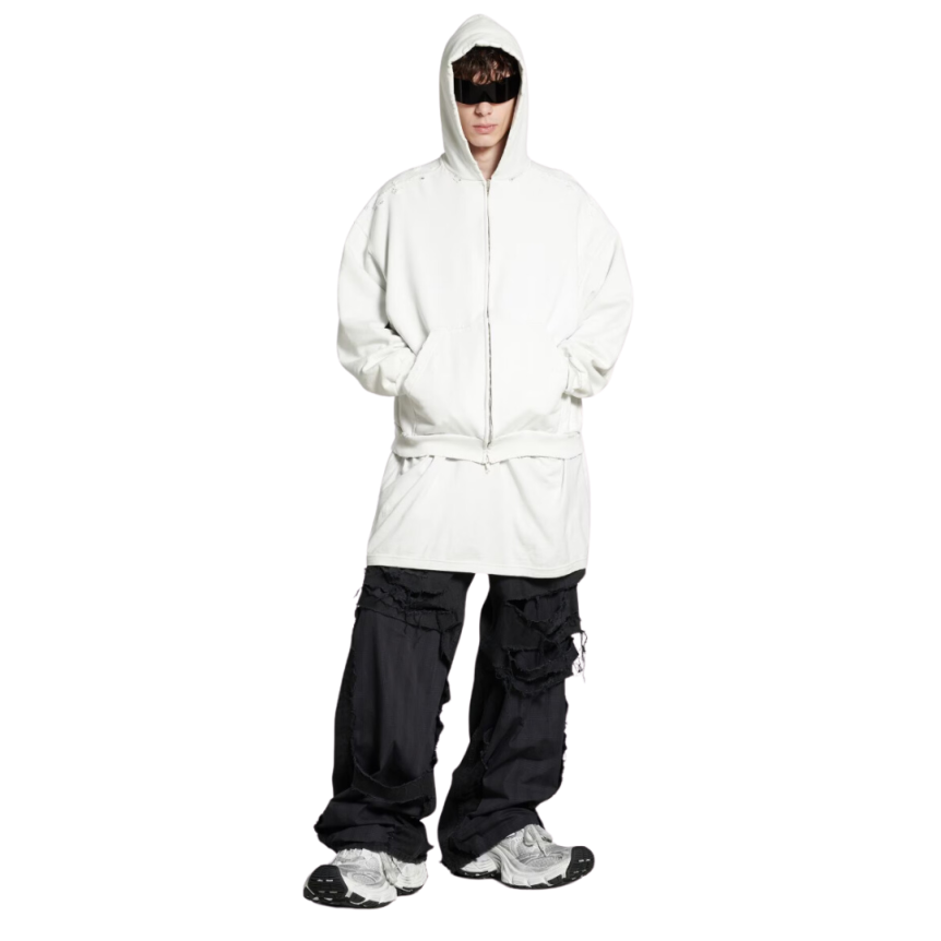 Hoodie Zippé BALENCIAGA molleton blanc cassé imprimé Not Been Done multicolore dos