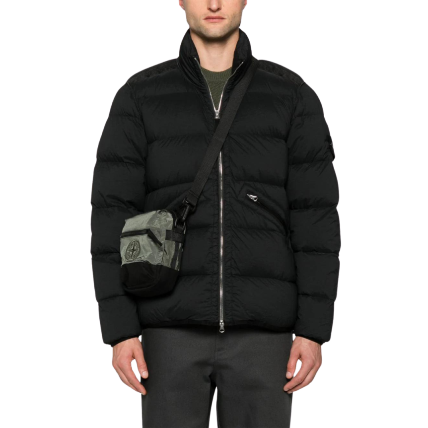 Sacoche STONE ISLAND nylon métal kaki patch logo rose des vents