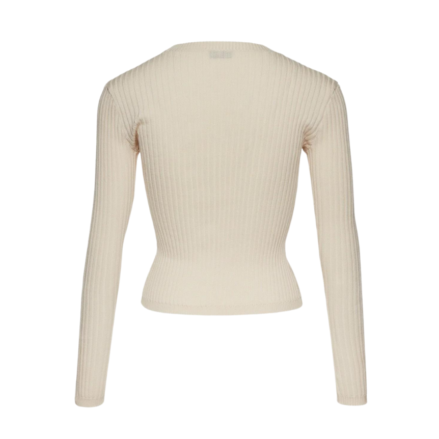 Cardigan col V MAGDA BUTRYM soutien-gorge crochet coton côtelé crème