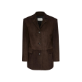 Veste oversize cuir mouton daim marron chocolat