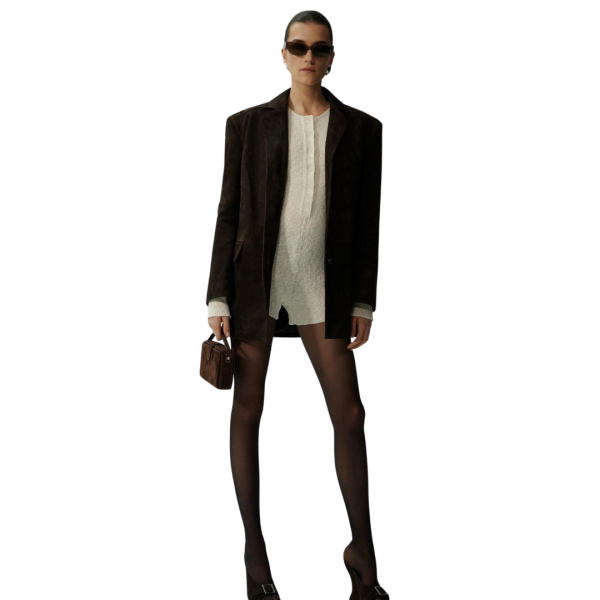 Veste MAGDA BUTRYM oversize cuir mouton daim marron chocolat