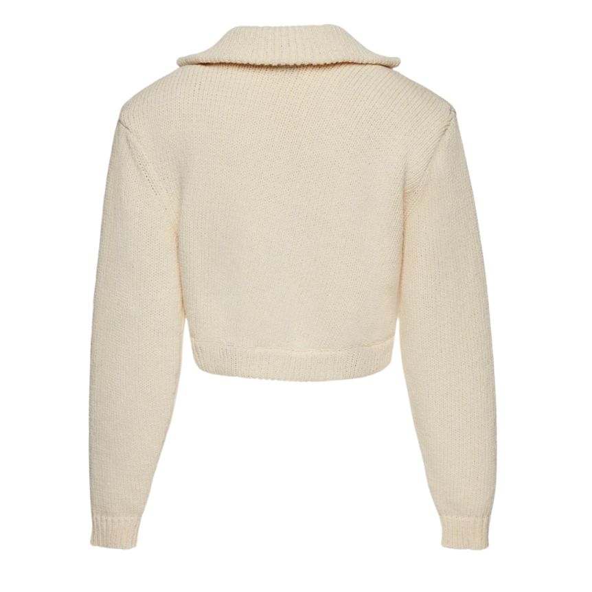 Pull court MAGDA BUTRYM col polo coton crème