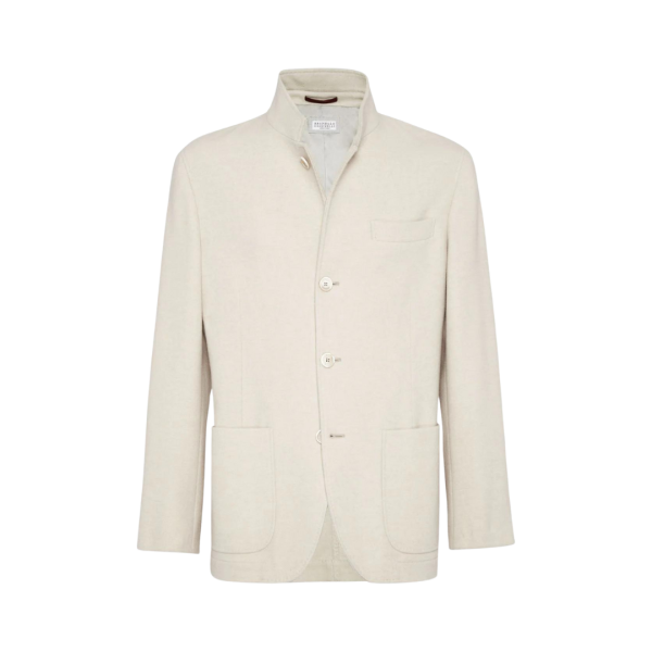 Blazer officier BRUNELLO CUCINELLI simple boutonnage cachemire écru