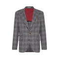 Blazer soie laine cachemire Price de Galles gris