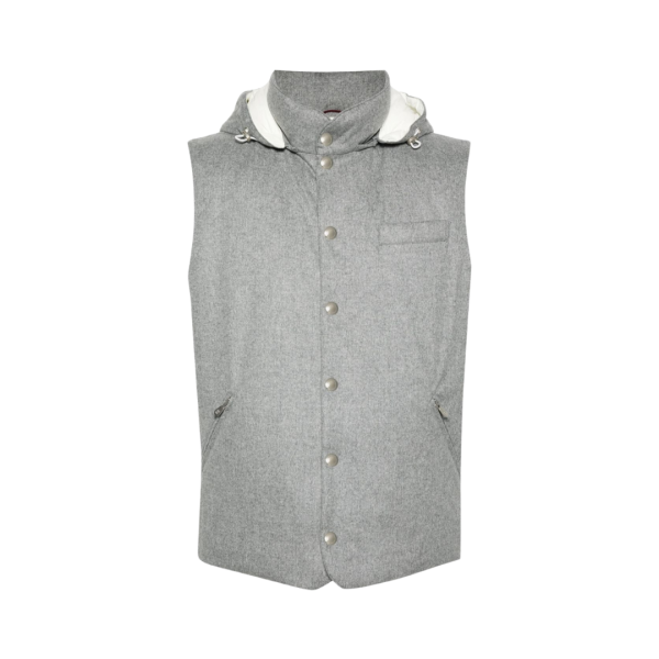 Gilet sans manche BRUNELLO CUCINELLI capuche flanelle gris