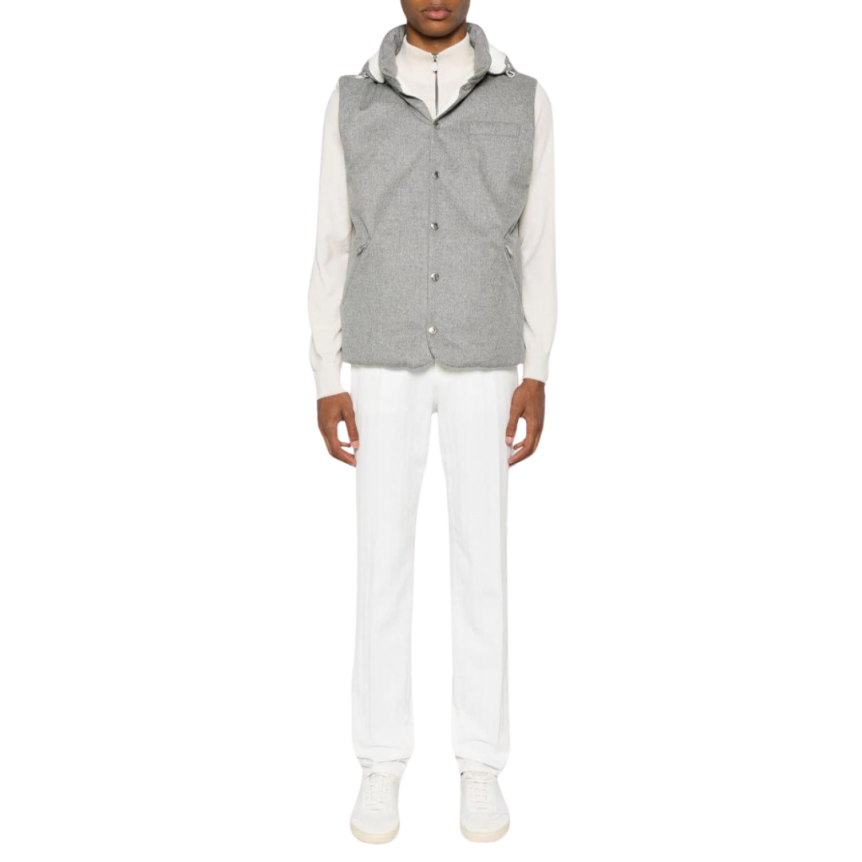 Gilet sans manche BRUNELLO CUCINELLI capuche flanelle gris