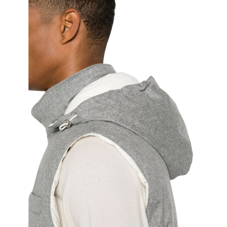 Gilet sans manche BRUNELLO CUCINELLI capuche flanelle gris
