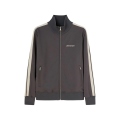 Veste de survêtement zippée nylon gris bande blanche logo