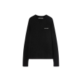 Pull col rond noir broderie logo écru