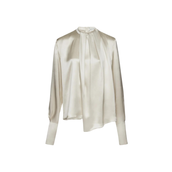 Chemisier MAGDA BUTRYM manche longue col rond soie gris argent