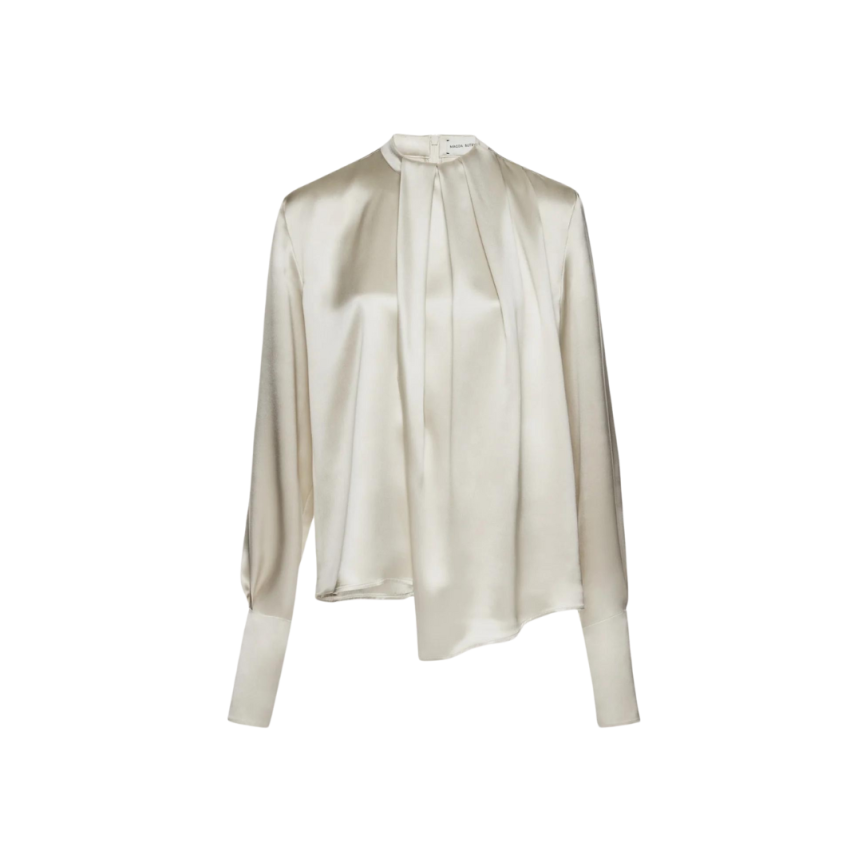 Chemisier MAGDA BUTRYM manche longue col rond soie gris argent