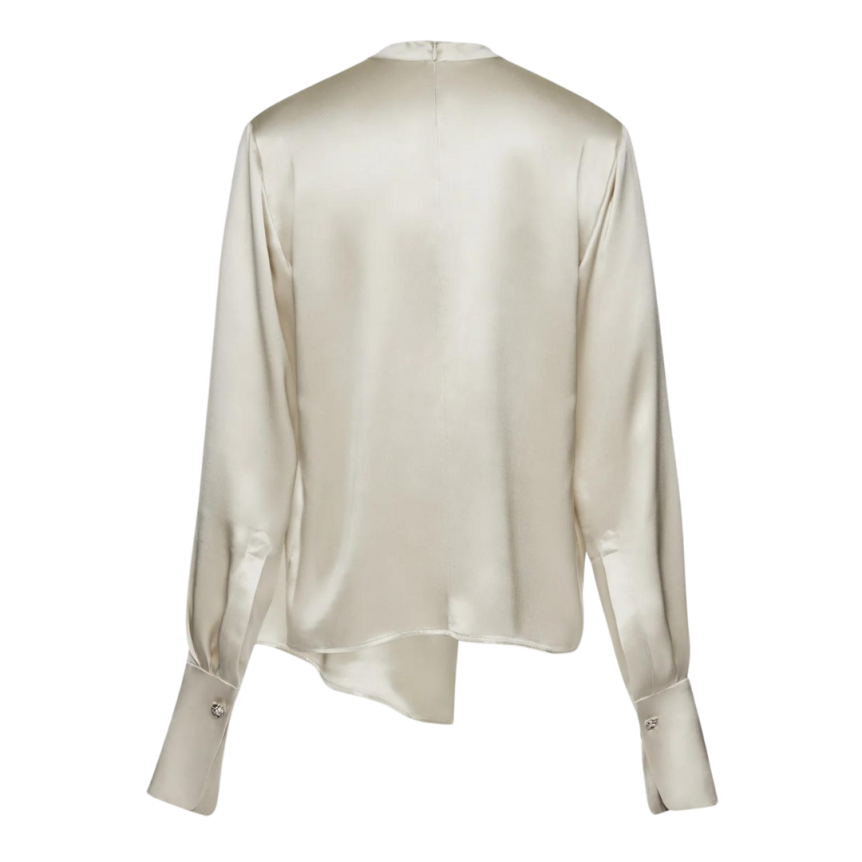 Chemisier MAGDA BUTRYM manche longue col rond soie gris argent