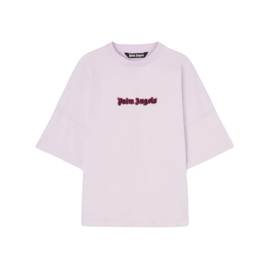 T-shirt PALM ANGELS manche courte coton rose lilas broderie pourpre