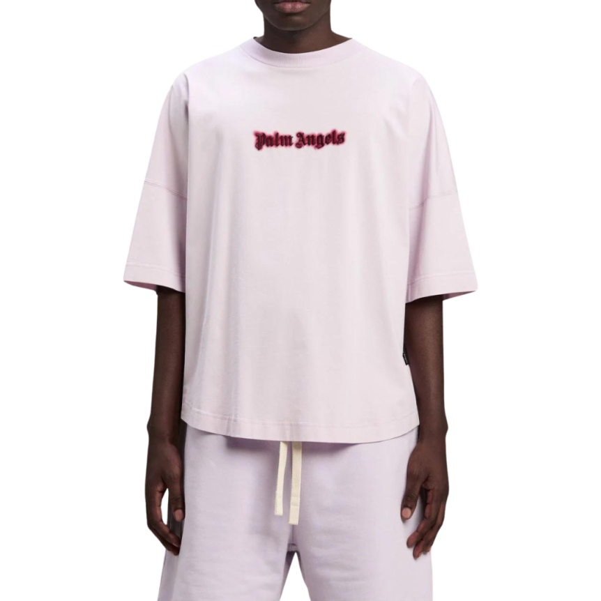 T-shirt PALM ANGELS manche courte coton rose lilas broderie pourpre
