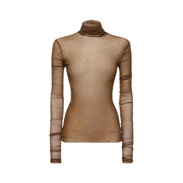 Pull-over PHILOSOPHY DI LORENZO SERAFINI col roulé tulle stretch marron
