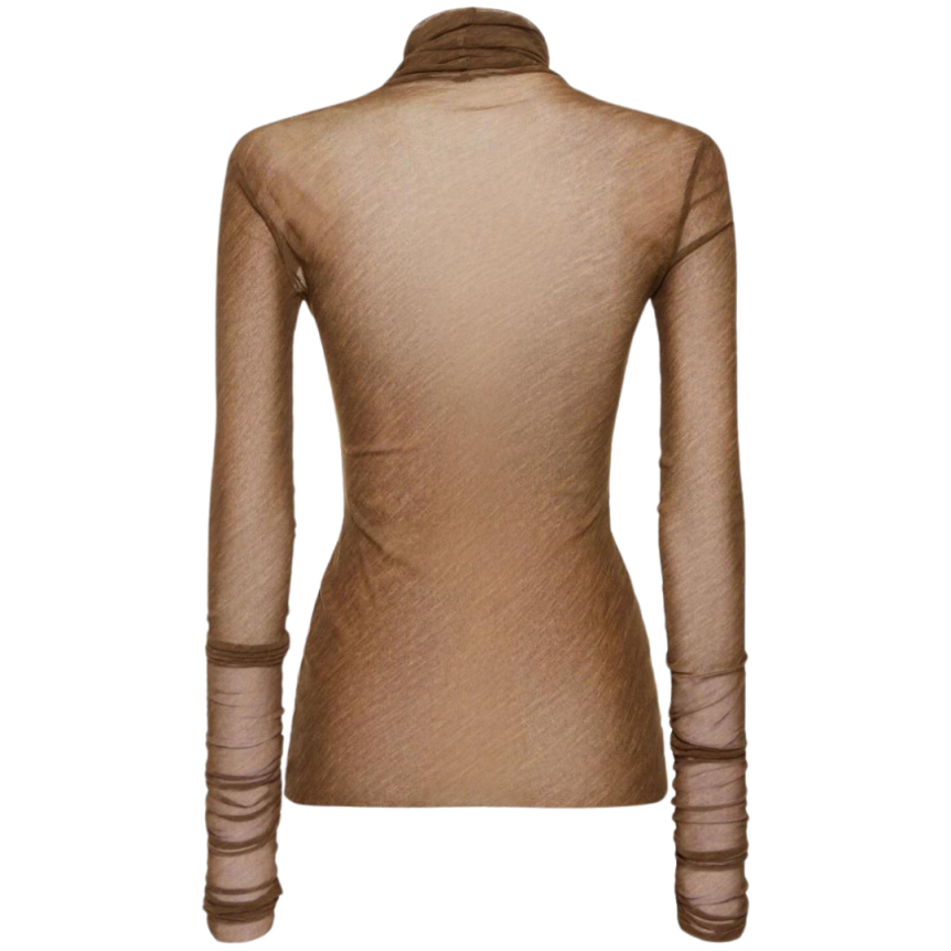 Pull-over PHILOSOPHY DI LORENZO SERAFINI col roulé tulle stretch marron