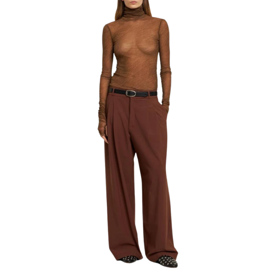 Pull-over PHILOSOPHY DI LORENZO SERAFINI col roulé tulle stretch marron