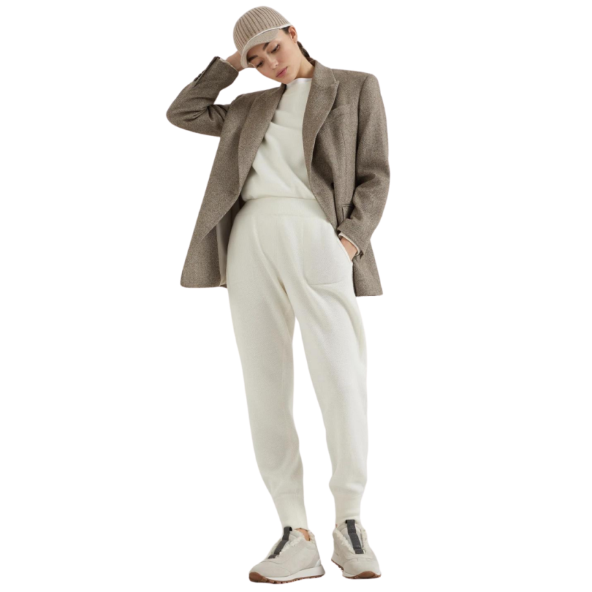 Baskets running BRUNELLO CUCINELLI daim mouton gris clair Monili