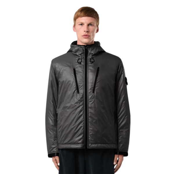 Blouson à capuche STONE ISLAND nylon recyclé noir Pertex