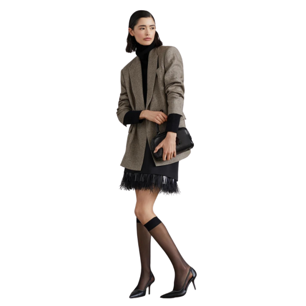 Veste laine cardée BRUNELLO CUCINELLI marron motif chevrons ornement Monile