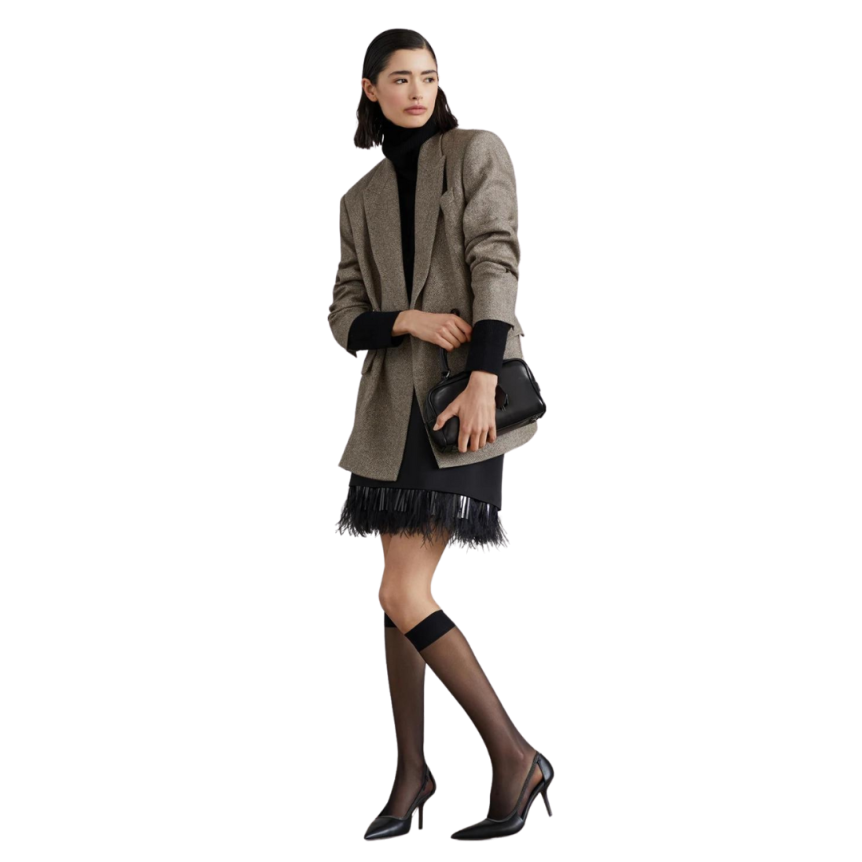 Veste laine cardée BRUNELLO CUCINELLI marron motif chevrons ornement Monile