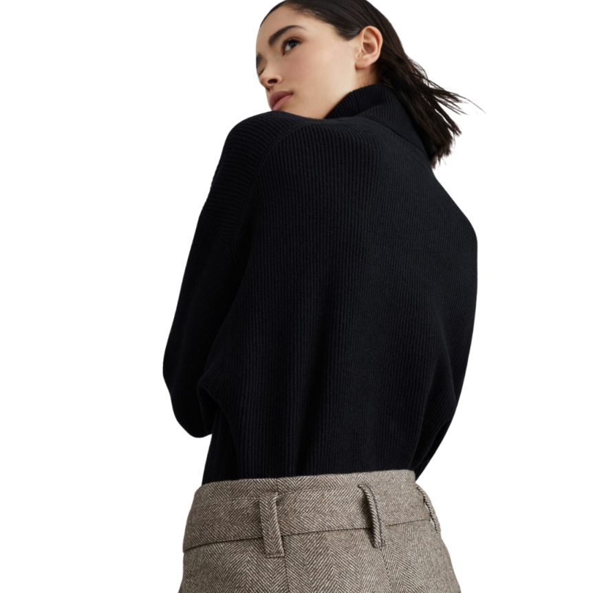 Pantalon Corset Loose BRUNELLO CUCINELLI laine cardée motif chevrons ceinture ornement Monile