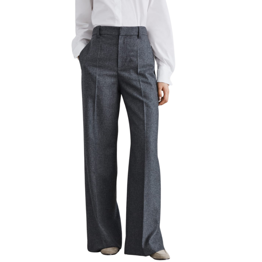 Pantalon Loose BRUNELLO CUCINELLI flanelle laine vierge cachemire gris anthracite