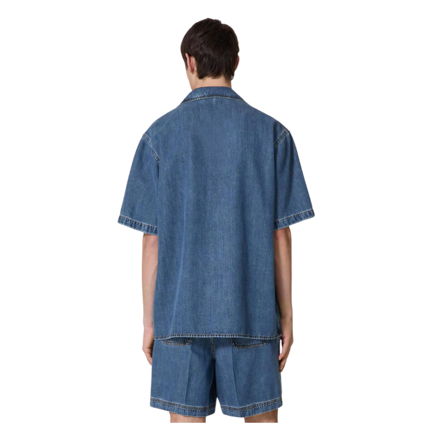 Chemise bowling VALENTINO denim coton bleu logo V métal