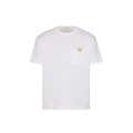T-shirt col rond coton blanc logo V métal