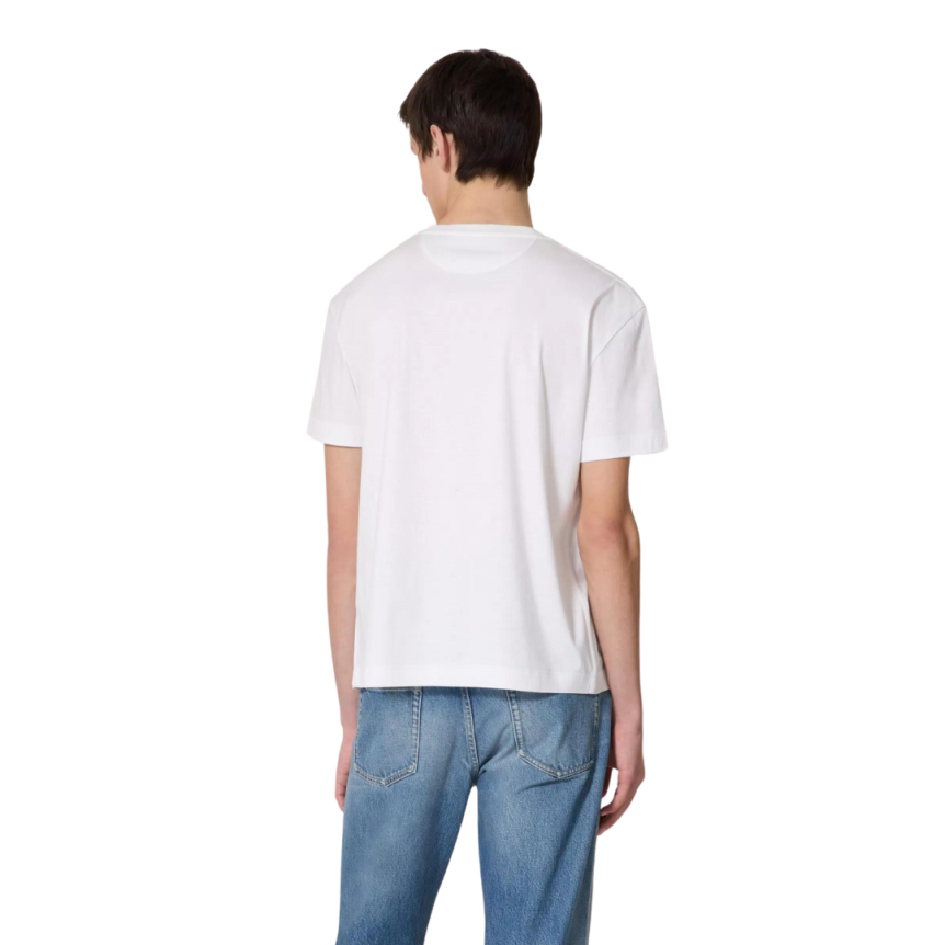 T-shirt col rond VALENTINO coton blanc logo V métal