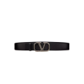 Ceinture cuir veau noir boucle logo argent