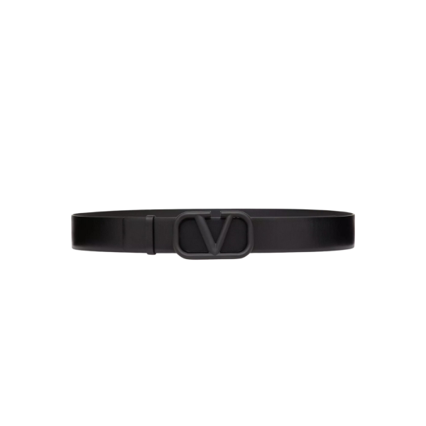 Ceinture VALENTINO V Logo Signature cuir noir boucle logo noir