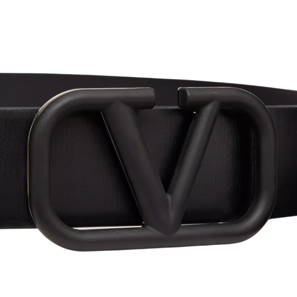 Ceinture VALENTINO V Logo Signature cuir noir boucle logo noir