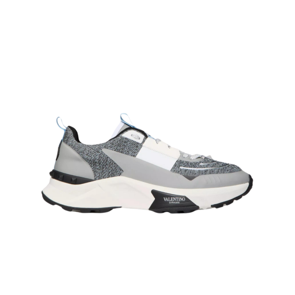 Baskets basses VALENTINO True Act Mesh tissu gris chiné bleu ciel