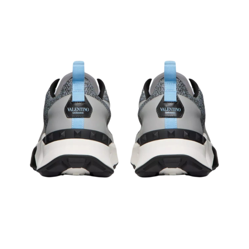 Baskets basses VALENTINO True Act Mesh tissu gris chiné bleu ciel