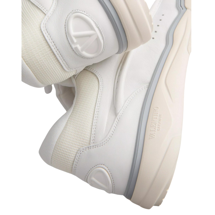 Baskets basses VALENTINO Runboot cuir veau blanc liseret gris