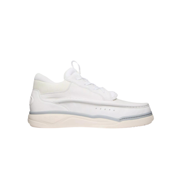 Baskets basses VALENTINO Runboot cuir veau blanc liseret gris