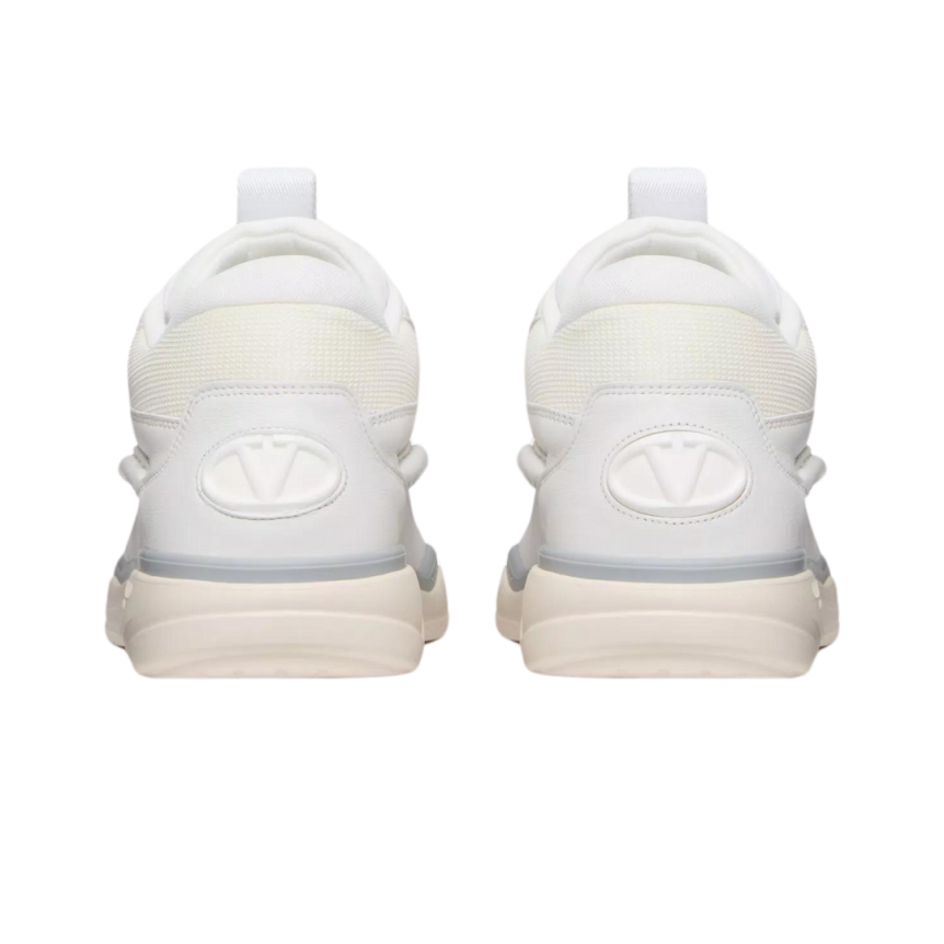 Baskets basses VALENTINO Runboot cuir veau blanc liseret gris