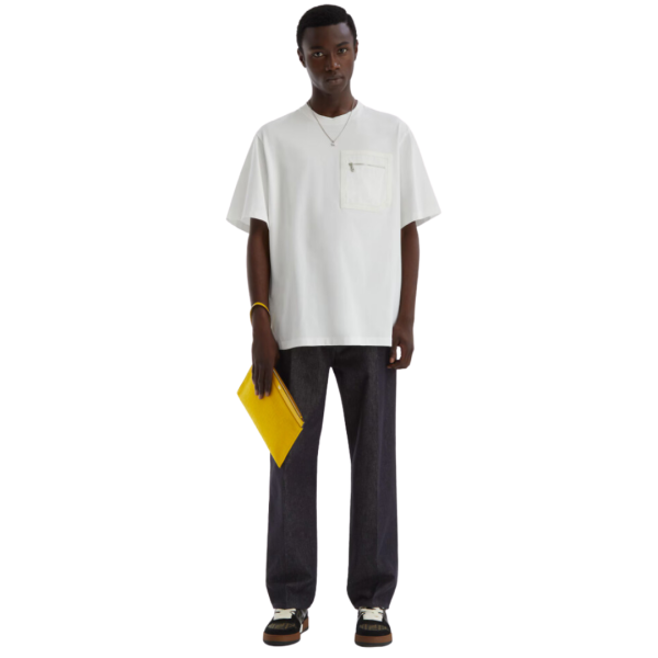 T-shirt FENDI coupe skateur coton blanc poche poitrine zippée Fendi O’Lock