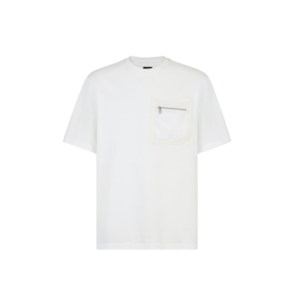 T-shirt FENDI coupe skateur coton blanc poche poitrine zippée Fendi O’Lock