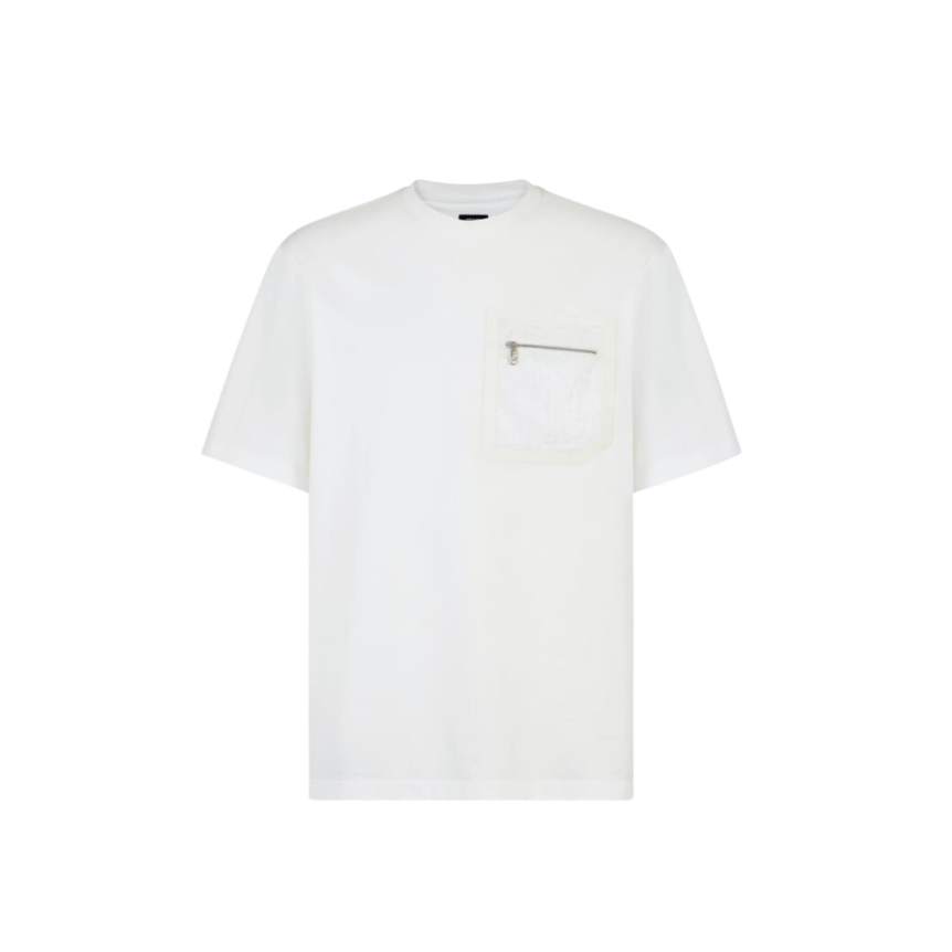T-shirt FENDI coupe skateur coton blanc poche poitrine zippée Fendi O’Lock