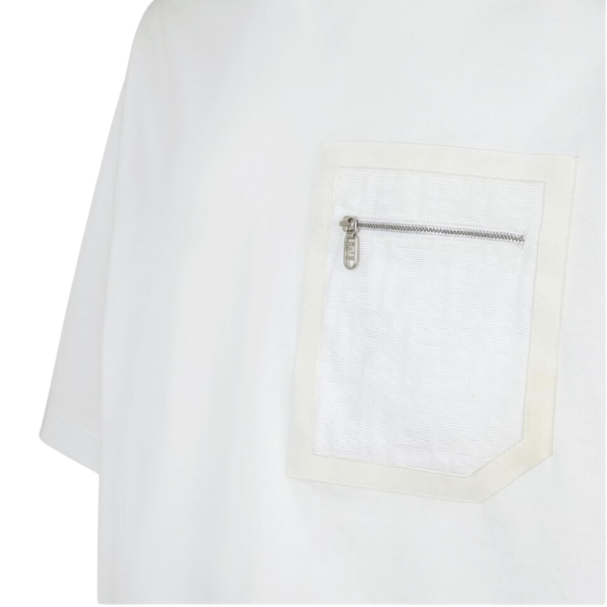 T-shirt FENDI coupe skateur coton blanc poche poitrine zippée Fendi O’Lock